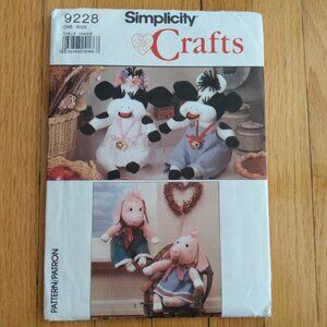 Vintage Cow Pig Dolls Clothes Sewing Pattern Country Farmhouse Decor